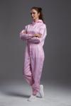 Lapel Collar Hooded ESD Anti Static Garments coverall pen pocket and holder pink