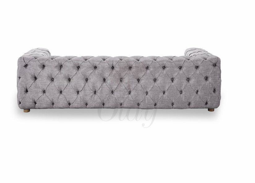 Wholesale living room Furniture upholstery button tufted grey chesterfield fabric sofa and party wedding use