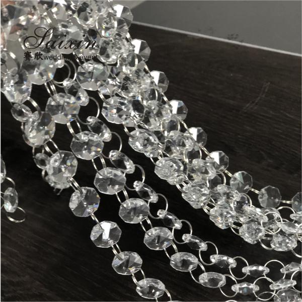Clear K9 Crystal Chandelier Prism Lamp Octagon Bead Chain Christmas Wedding