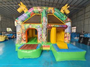 China Small Indoor Bounce House Full Printing Giraffe Cartoon Animal Park Castle With Silde Combo wholesale
