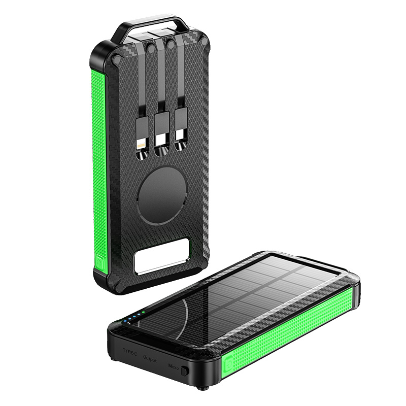 Li-Polymer Battery Solar Power Bank 10000mAh for iPhone 15 Wireless Charging and Outdoor
