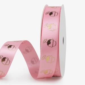 China Large Stock White Gift Satin Ribbon With Gold Ink Printing Congratulation Logo wholesale