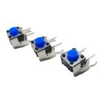 Right Angle Side Silicone Blue Push Button Tact Switch 2Pins 6x6 With Metal