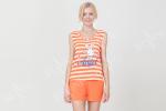 Soft Women'S Sleeveless Pajama Sets / Summer Pj Sets With Orange Short Pants