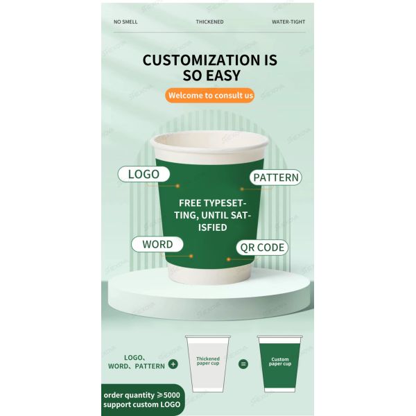 Customized Printed Disposable Double Layer Insulated Paper Cups for Hot Drink juice Milk Tea