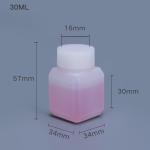 HDPE 30ml Narrow Neck Square Bottle For Powder Solids Gel Oil