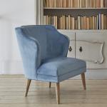 Blue fancy event velvet fabric accent chair recilning armrest leisure chair