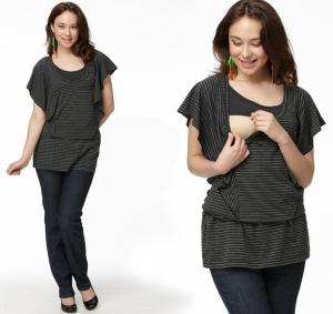 China Ruffled Sleeve Maternity Breastfeeding Tops , Plus Size Pregnancy Clothes wholesale