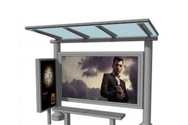 Good Light Transmission Portable Bus Shelters , H Shaped Stainless Steel Glass