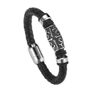 China Wholesale custom fashion magnetic clasp handmade genuine mens leather bracelet wholesale
