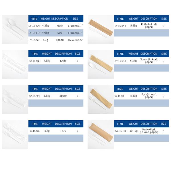 Quanhua Wrapper Fast Food Disposable Biodegradable Spoon Fork Compostable Cornstarch PLA Cutlery Set