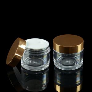 China 50ml Serum ABS PETG Cosmetic Jar Face Cream With Electroplated Lid wholesale