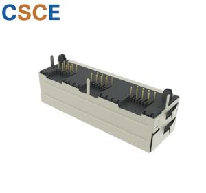 China 100 Base - T Shielded RJ45 Modular Jack 1 * 3 Ports For Mobile Communication / Television wholesale