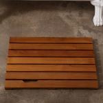 Sustainable 1.42 Inch Teak Bathroom Mat 23.62cm Length Non Slip Solid Wood Color