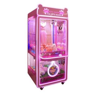 China Pink Gift Toy Crane Machine With Metal / Tempering Glass Material wholesale