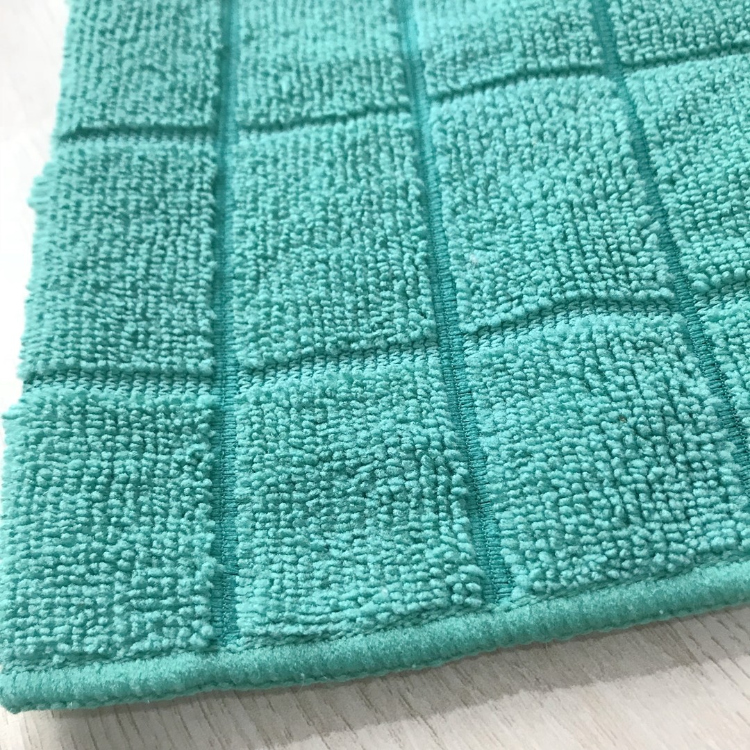 Hot saled export 100% polyester green microfiber big grid dry wipes for house keeping