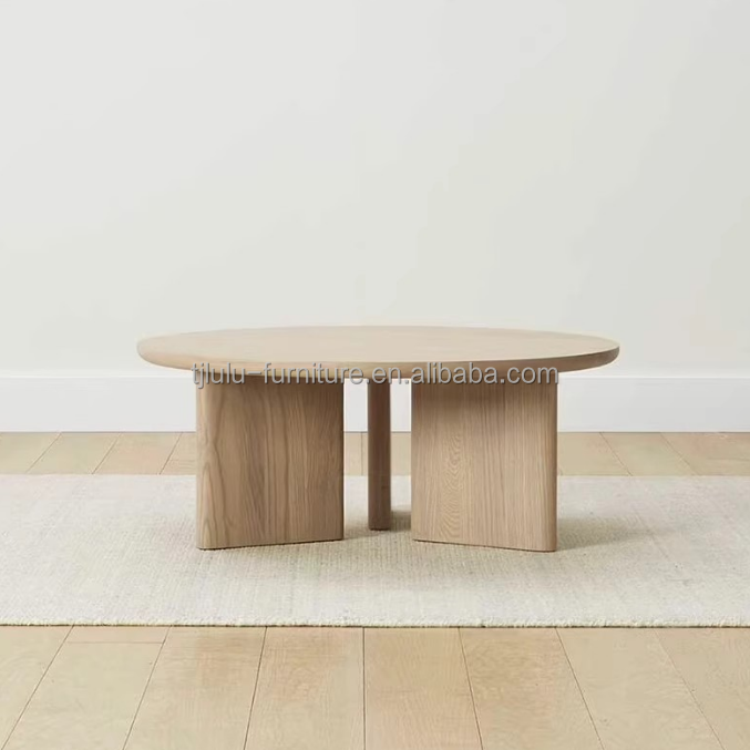 Home Furniture Modern Triangle Base Coffee Table in Walnut Color Wood Frame for Dining Room Furniture