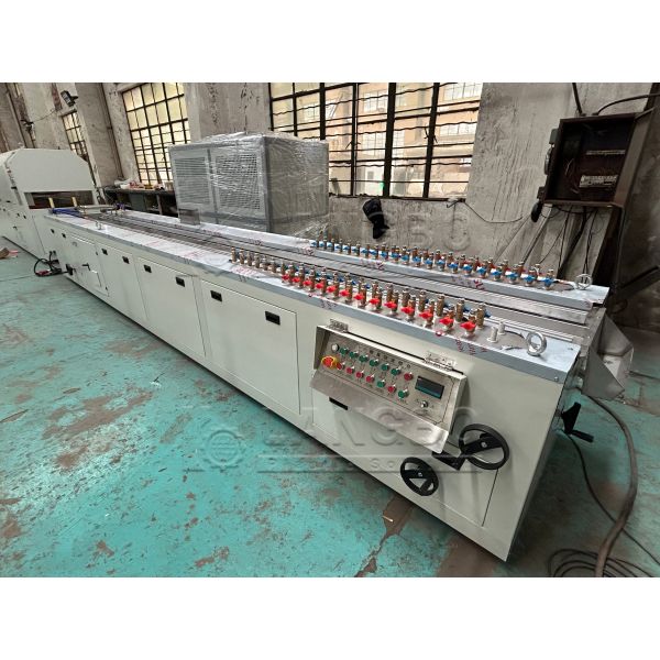 1180mm Profile Size PVC Cable Trunk Making Machine With 8m Calibration Table and 55/110 Conical Twin Screw Extruder