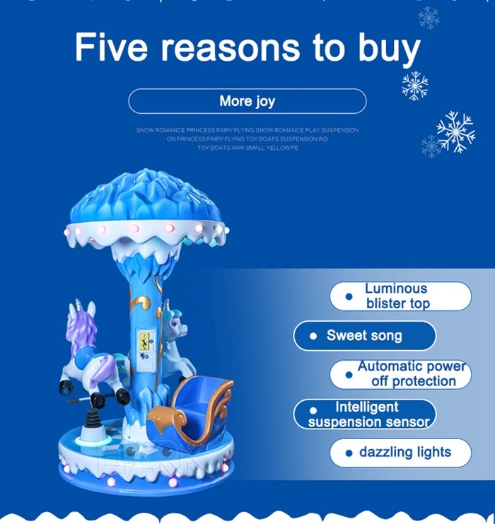 Amusement Equipment Mini Carousel Ride Coin Operated Ice And Snow 3 Players