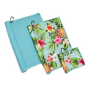 China Printed Embroidery Sublimation Logo Golf Towels With Clip Microfiber Waffle wholesale