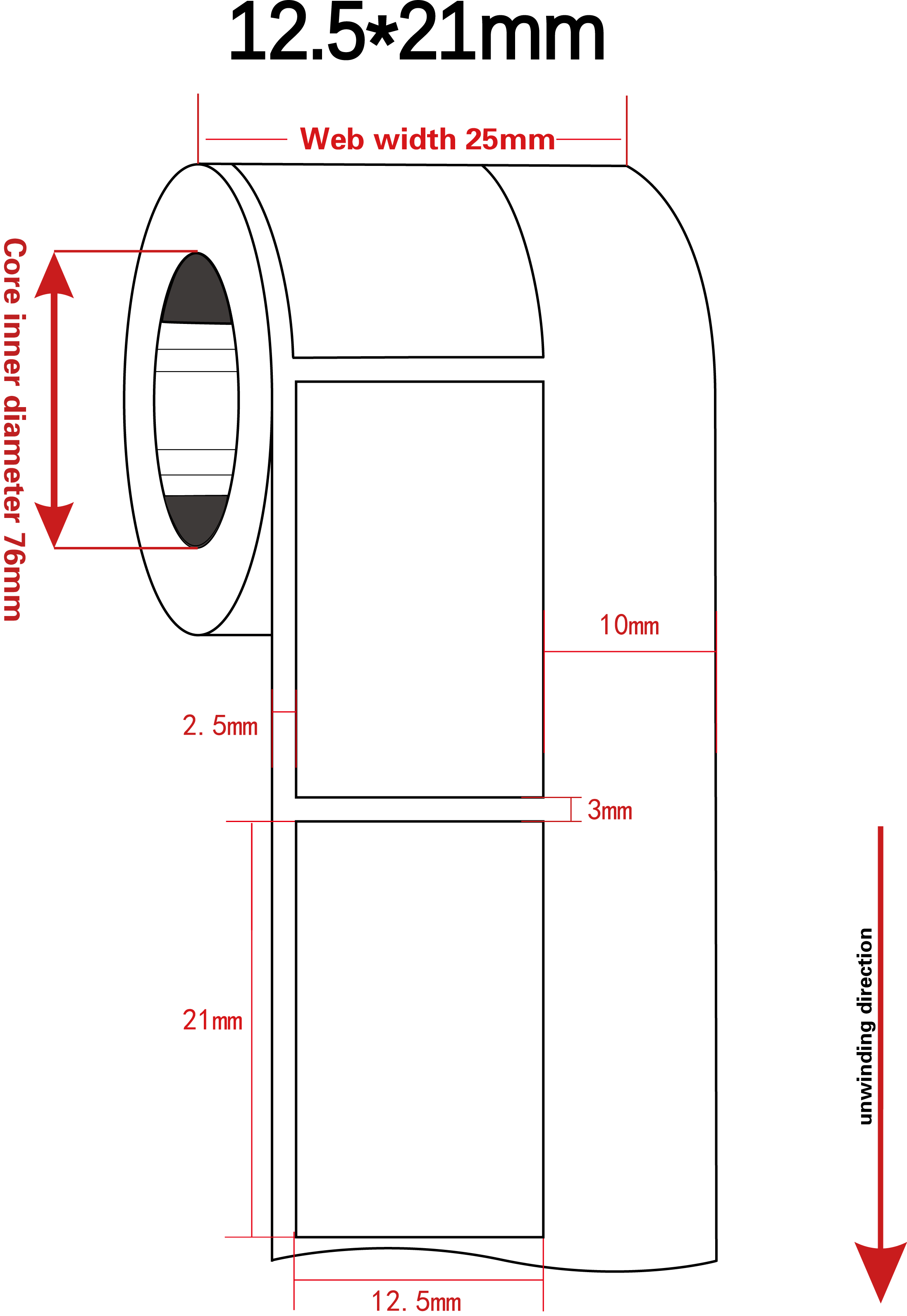 12.5mmx21mm Thermal Transfer Adhesive Label 1mil White Matte Polyimide Label
