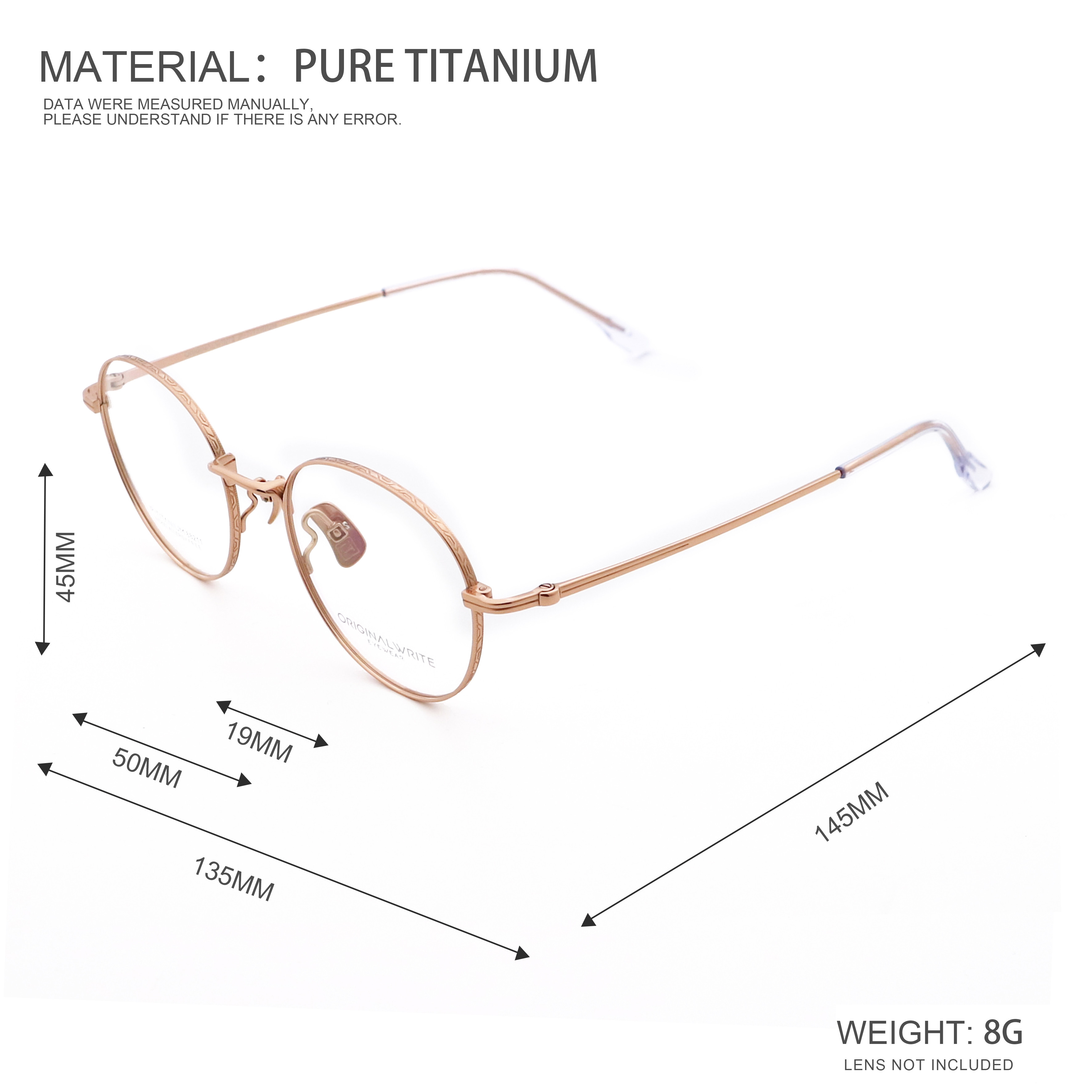 Round Optical Frames Pure Titanium Frame Glasses Elasticity 88211