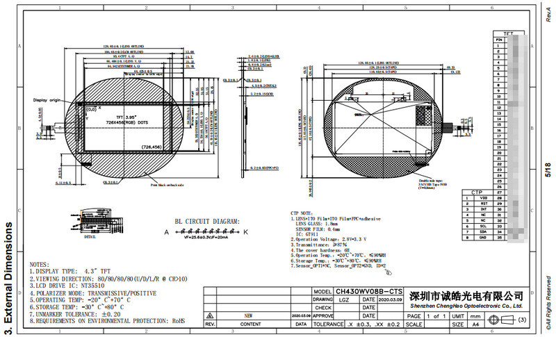 4.3 Inch Small LCD Touch Screen 480X800 Dots IPS TFT Display Module With CTP