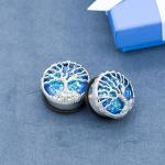 13mm Ear Plugs Tunnels Body Jewelry Blue Dichroic Life Tree 304 Stainless Steel