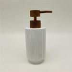 white Vertical Stripe Polyresin bathroom Accessories Set with wood parts