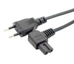 European 2pin male to IEC 320 C7 angled power cord, Angled IEC C7 cord 1M