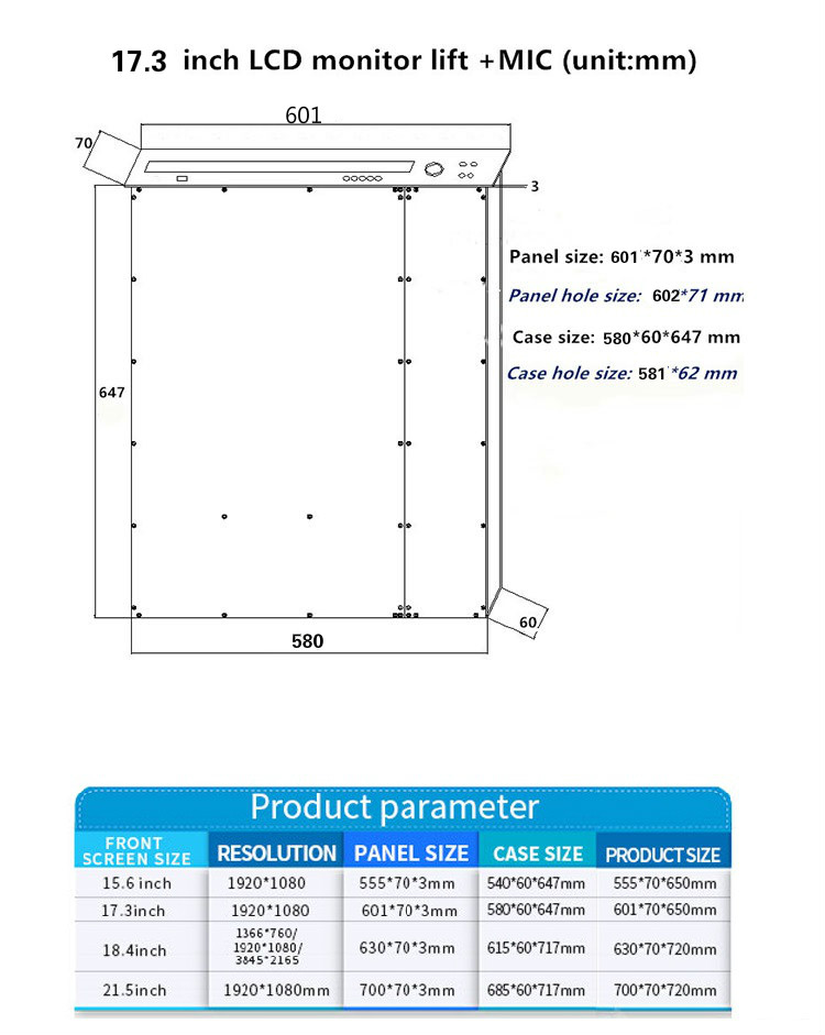 Electric Pop Up LCD Monitor Lift Computer Screen Lifter 110V-240V 50HZ 60HZ