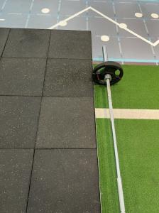 China 20mm Premium Fleck Rubber Gym Flooring Tile with Vibrant Seahawk Fleck Design wholesale