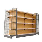 Retail Store Wood Gondola Shelving Wood Grain Transfer Heavy Duty Shelves