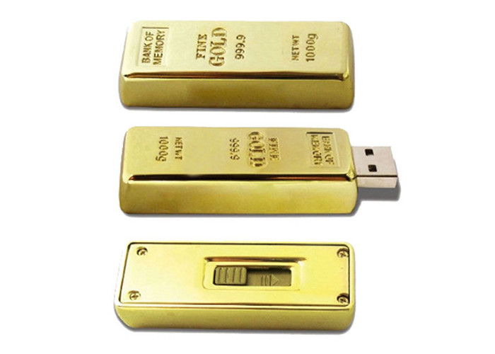 USB Factory supply 16G 3.0 metal material gold bar USB with customized logo show life brand