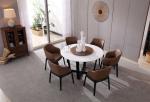White And Black Round Stone Rotating Dining Table