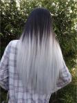 Ombre Color 1b / Sliver Heat Resistant Human Hair Lace Front Wigs Girl use