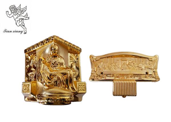 Gold Plastic Casket Accessories , American Style Funeral Coffin Fittings