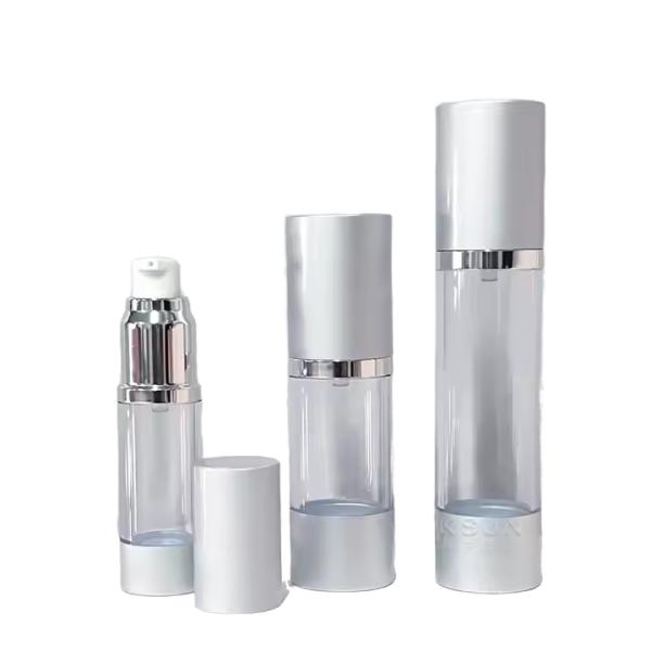 15ml 30ml 50ml Plastic Airless Lotion Bottle Electroplate Gold Silver Cosmetic Vacuum Container Empty Lotion Cream Vial