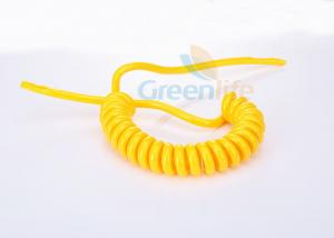China Bright Yellow PU Tubbing Coiled Power Cable ,  Rope Coiled Wire Cable Swivelling Design wholesale