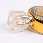 UV Engraving Empty Luxury Golden Glass 30ml Perfume Bottle With Clear Plastic