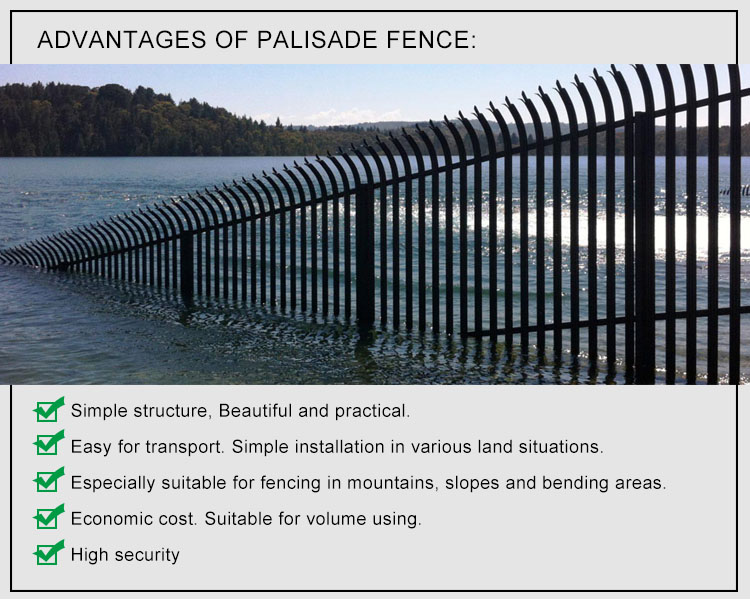2.4m Height x 2.75m Width Palisade Fencing Panels Powder Coated Black HOt dipped Galvanized