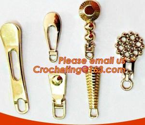 China One side Embossed 3D logo, one side engraved logo gold tone garment/apparel metal zipper pull made in china wholesale