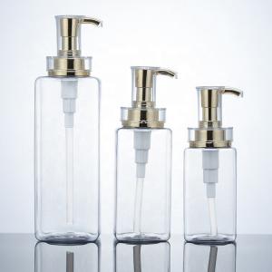 China Luxury 300ml 400ml 500ml Hotel Empty Conditioner Packaging16oz Men Clear Lotion Plastic Shampoo Bottle With Gold Pump wholesale