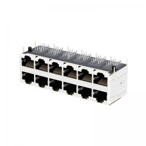 China JT5-2610CNL 10G BASE-T 2X6 PORT RJ45 Magnetic Jack Female Connector With LIGHT PIPES on sale