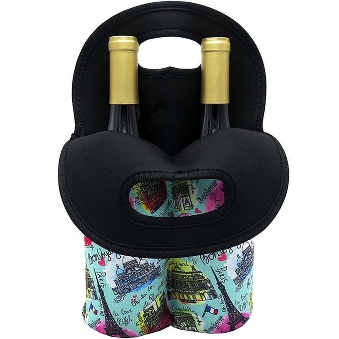 Neoprene Sublimation Red Wine Bottle Sleeve For Two Bottles