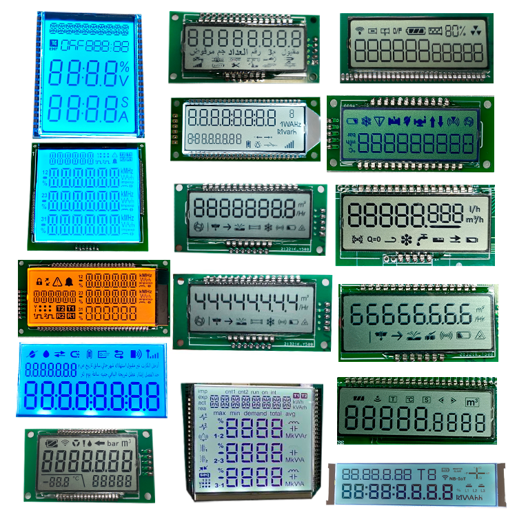 Customized Size 7 Segment monochrome with white backlight cob lcd modules screen panel for electricity meter