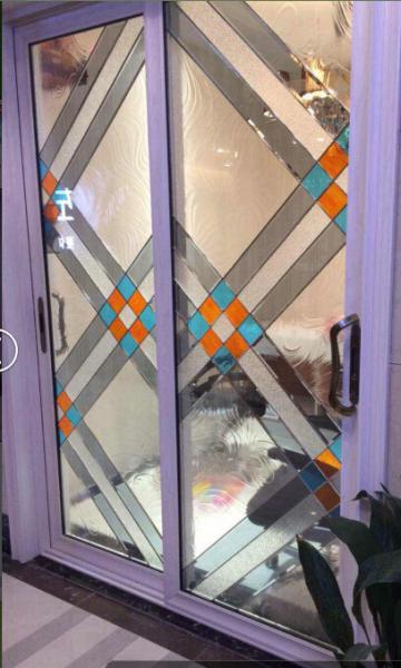 Decorative Front Door Glass Inserts With Color Glass Door Leaded Glass Factory