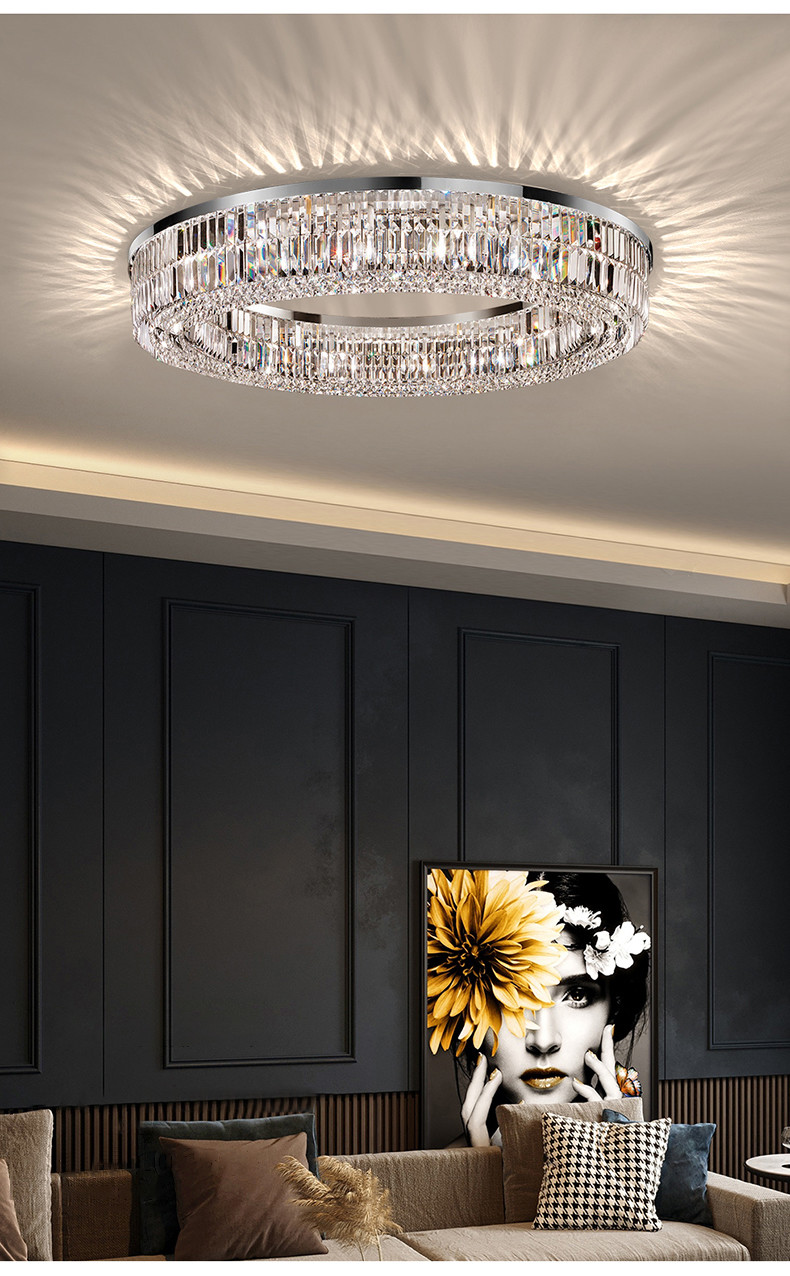 Modern Living Room Foyer Sitting room Chandeliers Round Chrome Sliver Ceiling lights(WH-CA-57)