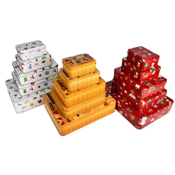 DADI Glossy Rectangular Storage Biscuit Tin Box For Christmas Cookie Gift Package OEM ODM