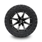14'' Machined/Matte Black Golf Cart Wheels And 22x10-14 Off-road DOT Tires